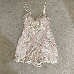Beautiful nude/ gold romper